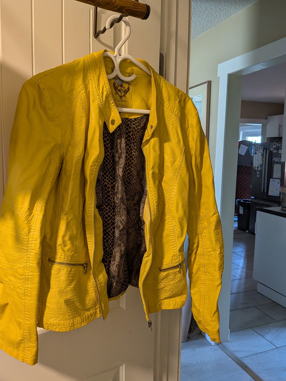 Point Zero Bright Yellow Faux Leather Moto Jacket